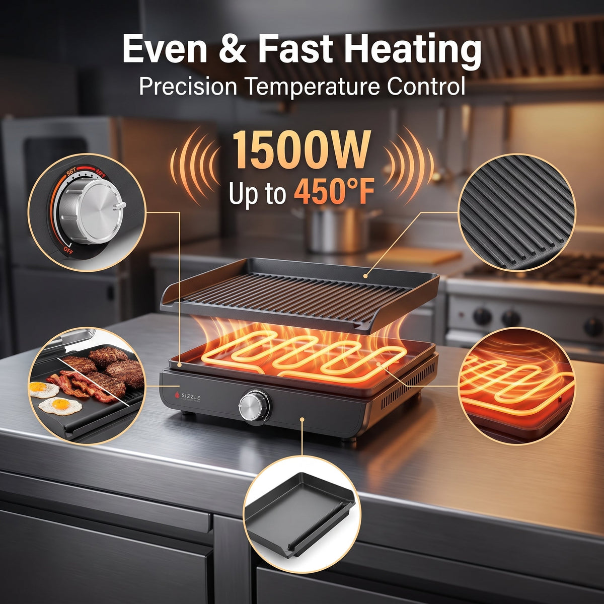 2-in-1 Indoor Electric Grill & Griddle – Versatile Cooking for Breakfast, BBQ & Everyday Meals