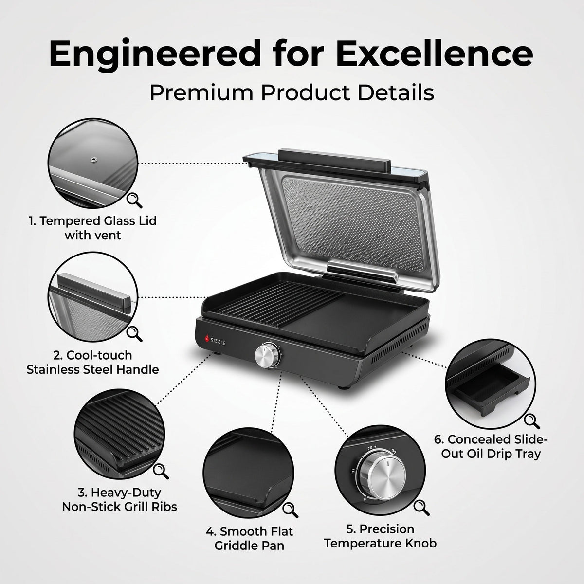 2-in-1 Indoor Electric Grill & Griddle – Versatile Cooking for Breakfast, BBQ & Everyday Meals