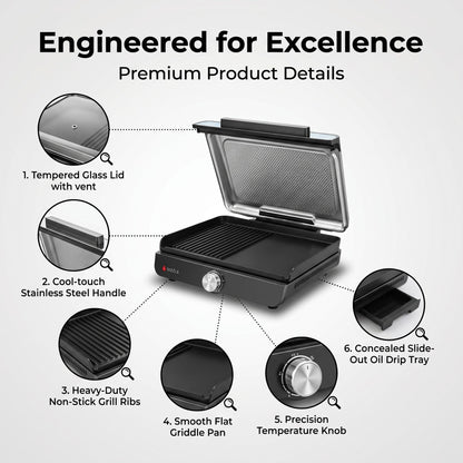 2-in-1 Indoor Electric Grill & Griddle – Versatile Cooking for Breakfast, BBQ & Everyday Meals