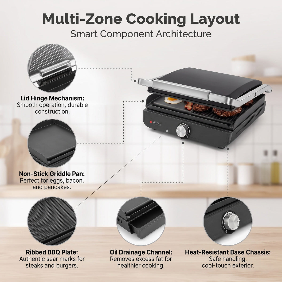 2-in-1 Indoor Electric Grill & Griddle – Versatile Cooking for Breakfast, BBQ & Everyday Meals