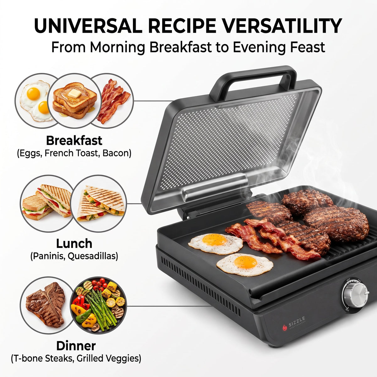 2-in-1 Indoor Electric Grill & Griddle – Versatile Cooking for Breakfast, BBQ & Everyday Meals