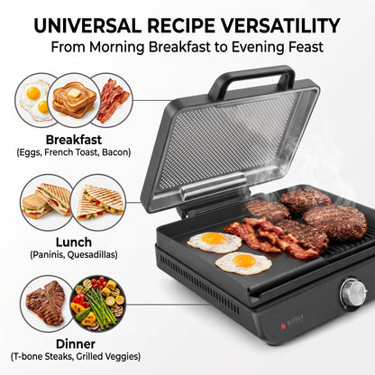 2-in-1 Indoor Electric Grill & Griddle – Versatile Cooking for Breakfast, BBQ & Everyday Meals